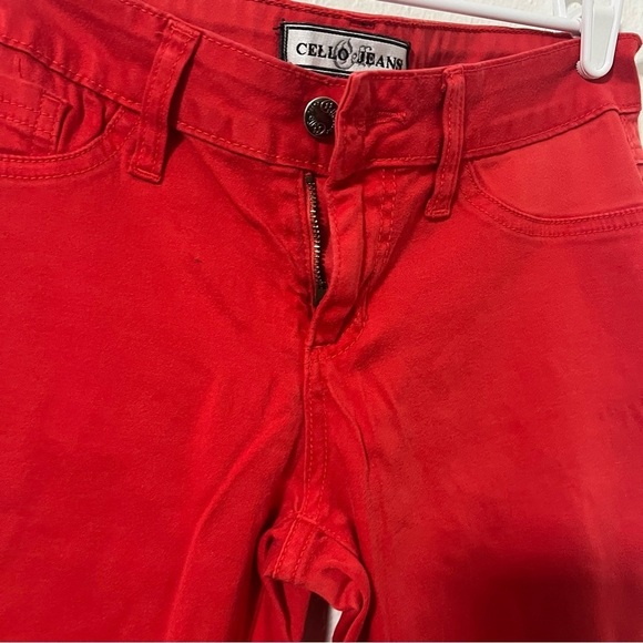 Cello Womens Red Skinny Stretch Jeans Size 7 Cotton Spandex Statement EUC - Picture 2 of 9